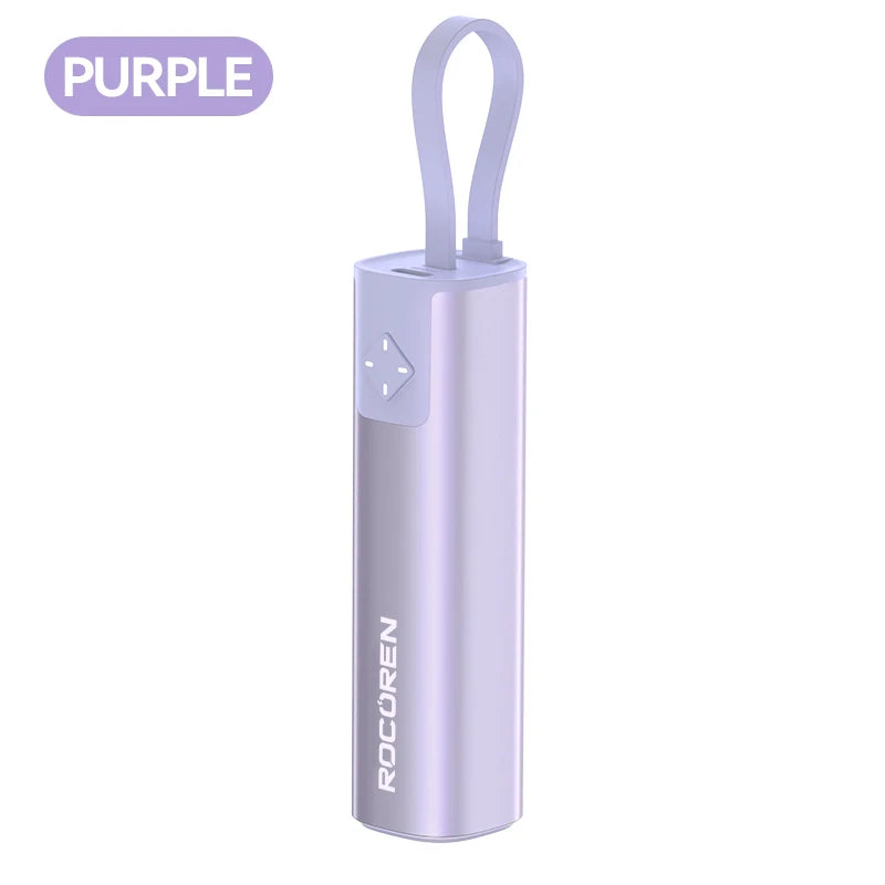 ROCOREN Mini Lipstick Style Power Bank 5000mAh with LED Power Indicator Portable Charger Compact Battery Pack for Mobile Phones