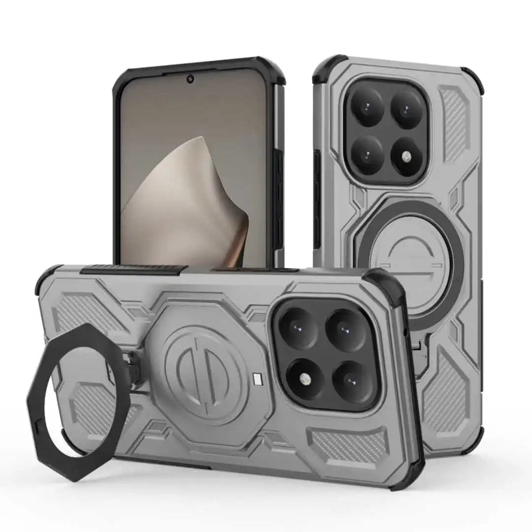 Rugged Armor Protect Ring Stand Cover For Xiaomi 15T Pro 17 Pro Max Redmi Note 15 Pro Plus 15 15C Wireless Charging Phone Case