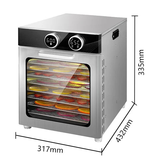 Smart Knob Food Dehydrator Multi-Function Pet Snacks & Beef Jerky Maker 8-Tray Fruit/Vegetable Dryer with Digital Timer BPA-Free