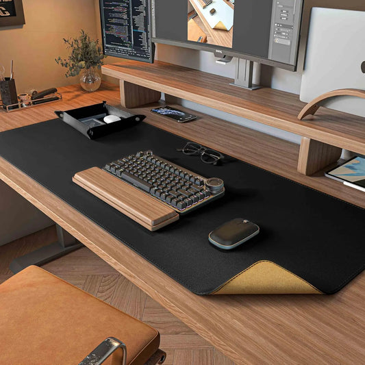 Desk Mat de Cuero Doble Cara YSAGi – Base de Corcho, Protector de Escritorio Grande
