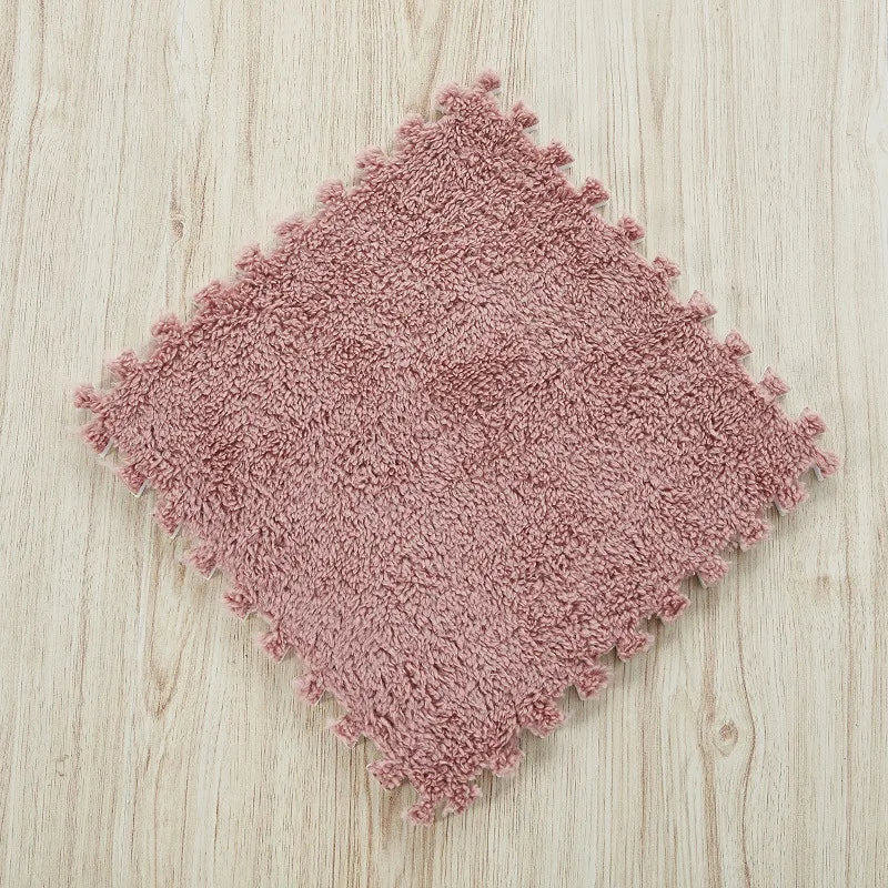10Pcs Soft Plush Children Kids Rug Play Mat Interlocking Puzzle Mat Exercise Tiles Floor Carpet Decoration Playmat 30*30*1CM