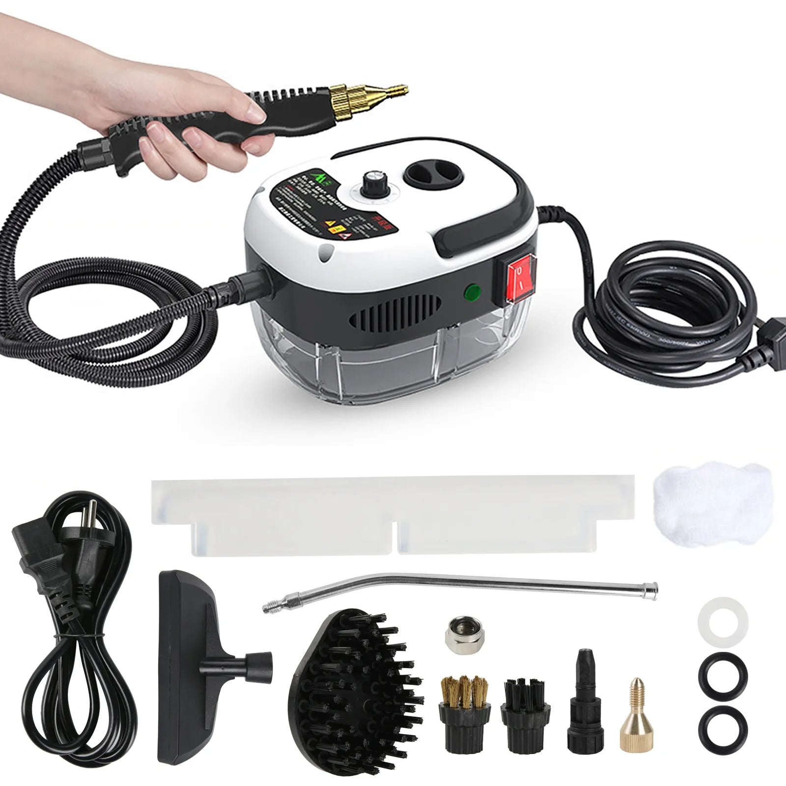 2500W Steam Cleaner High Pressure＆Temperature 105°C 3BAR Fast Heating 6-Speed 900ml Tank for Home/Kitchen/Bathroom/Car Cleaning