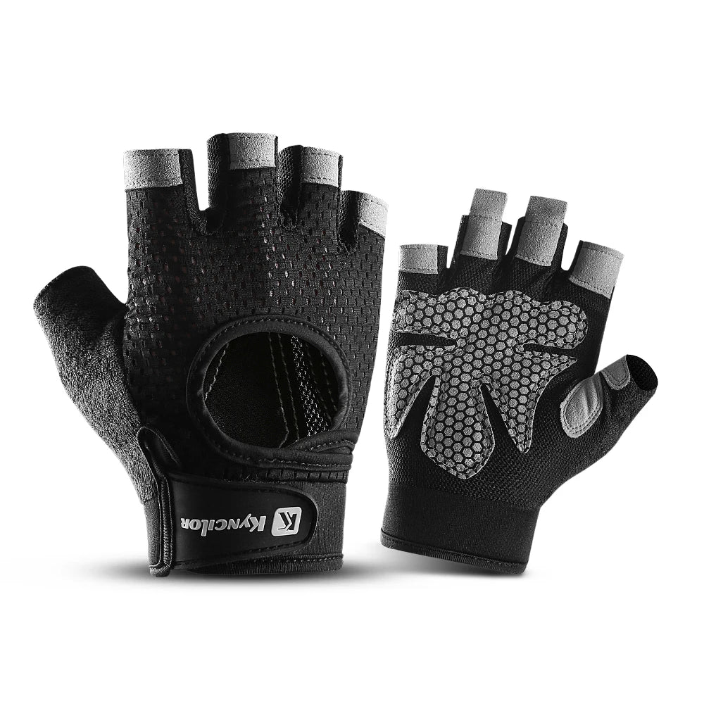 Guantes de Gym Medio Dedo con Silicona Antideslizante – Halterofilia y Ciclismo, Unisex