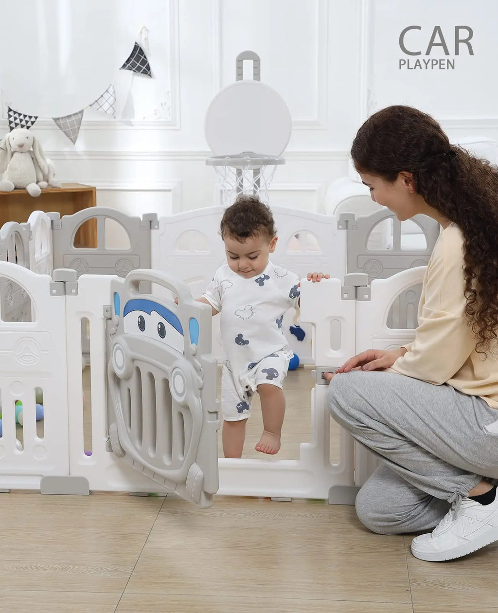 Baby Playpen for Baby and Toddlers, Foldable Plastic Playpen, Sturdy Babies Activity Centre Folding Large Pen Play Area