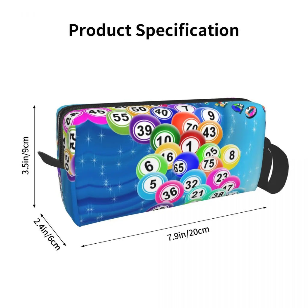 Custom Travel Bingo Balls Toiletry Bag Kawaii Paper Game Makeup Cosmetic Organizer Women Beauty Storage Dopp Kit Box