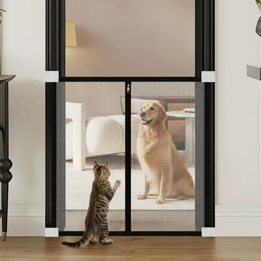 Barrera de Malla para Mascotas sin Perforaciones - Puerta de Seguridad para Perros y Gatos