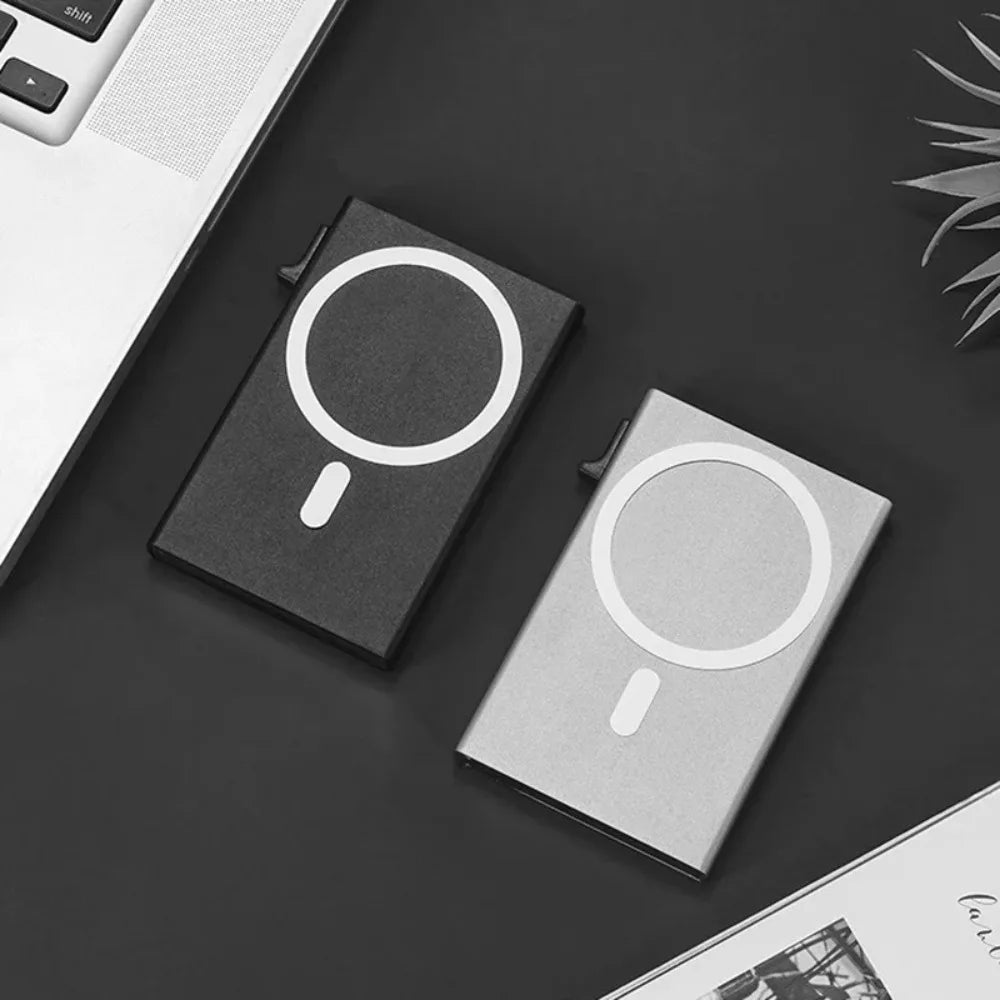 2026 RFID Blocking Card Holder For Men Women, Magnetic Suction Aluminum Alloy Card Box, Fashion Pop-Up Card Clip Wallet