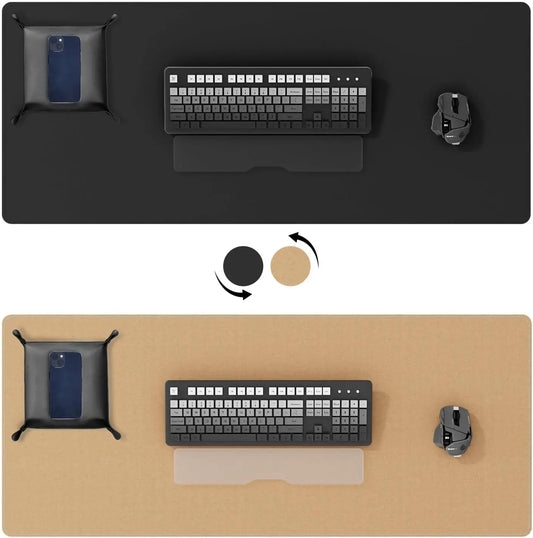 Desk Mat de Cuero Doble Cara YSAGi – Base de Corcho, Protector de Escritorio Grande