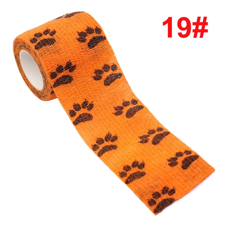 2.5cm/5cm Animal Printed Self Adhesive Elastic Bandage 4.5m Sports Wrap Tape for Tattooing Finger Joint Knee First Aid Kit Pet