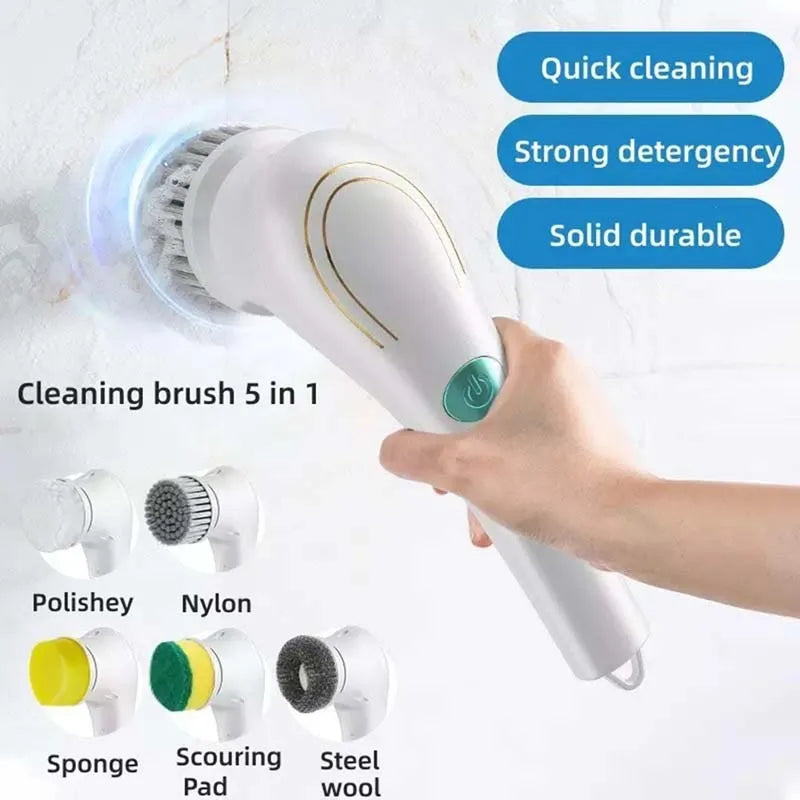 Cepillo eléctrico recargable por Usb para lavar platos, limpiador de fregadero, baño y bañera, depurador giratorio