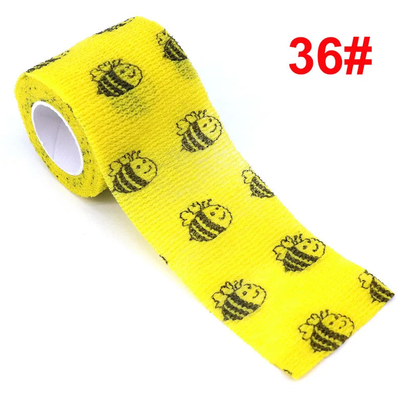 2.5cm/5cm Animal Printed Self Adhesive Elastic Bandage 4.5m Sports Wrap Tape for Tattooing Finger Joint Knee First Aid Kit Pet