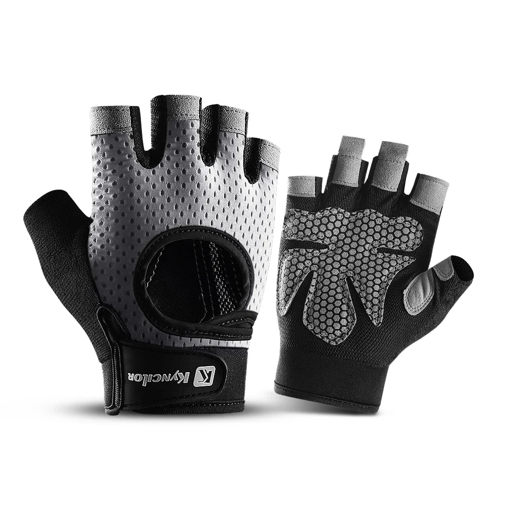 Guantes de Gym Medio Dedo con Silicona Antideslizante – Halterofilia y Ciclismo, Unisex