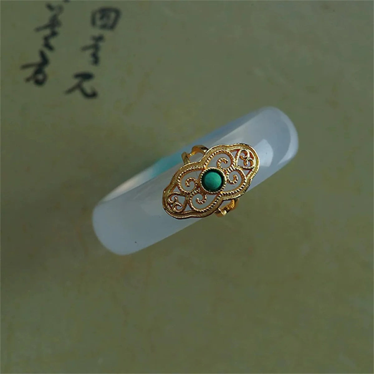 Chinese Retro Imitation Jade Ring Fashion Elegant Delicate Temperament Jewellery Charm Hanfu Matching Hand Ornaments Daily Rings