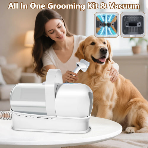 400W 7In1 Pet Vacuum Cleaner Dog Hair Dryer Grooming Set with Pet Hair Collection Cup and Hair Removal Tool Pet Hair Vacuum