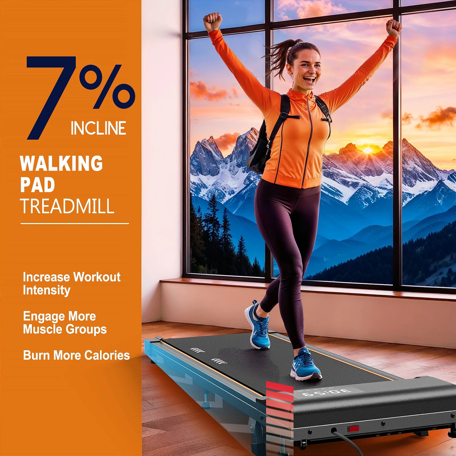 Mettlematic Tw1 Walking Pad – 2.25Hp Treadmill for Home, 100kg Load, 1–6 Km/H Speed, Incline, 7-Layer Running Belt