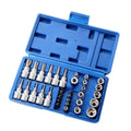 2026 34pcs Bit Socket and E-Torx Star Socket Set 1/4" 3/8" Drive Male Female E-torx Security Bits Handheld Tool Auto Repair Tool