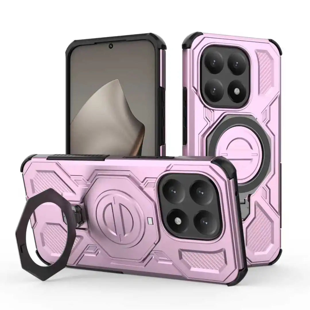 Rugged Armor Protect Ring Stand Cover For Xiaomi 15T Pro 17 Pro Max Redmi Note 15 Pro Plus 15 15C Wireless Charging Phone Case