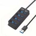 4/7-Port USB 3.0 Hub with LED Indicator Independent Switch Control for Laptop Flash Drive Hard Disk Printer Camera Keyboard