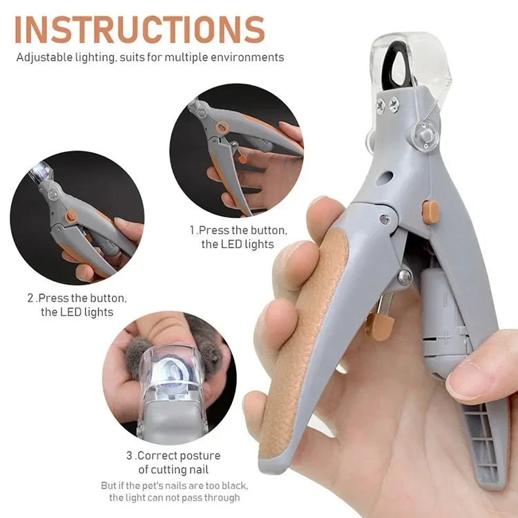 1 LED Pet Nail Clipper with Light, Cat and Dog Cleaning Scissors Provide Simple and Safe Beauty Care for Dogs and Cat Claws