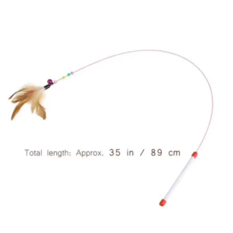 New cat funny cat stick steel wire long pole feather cute cat toy kitten fishing rotating self-pleasure relief pet toy