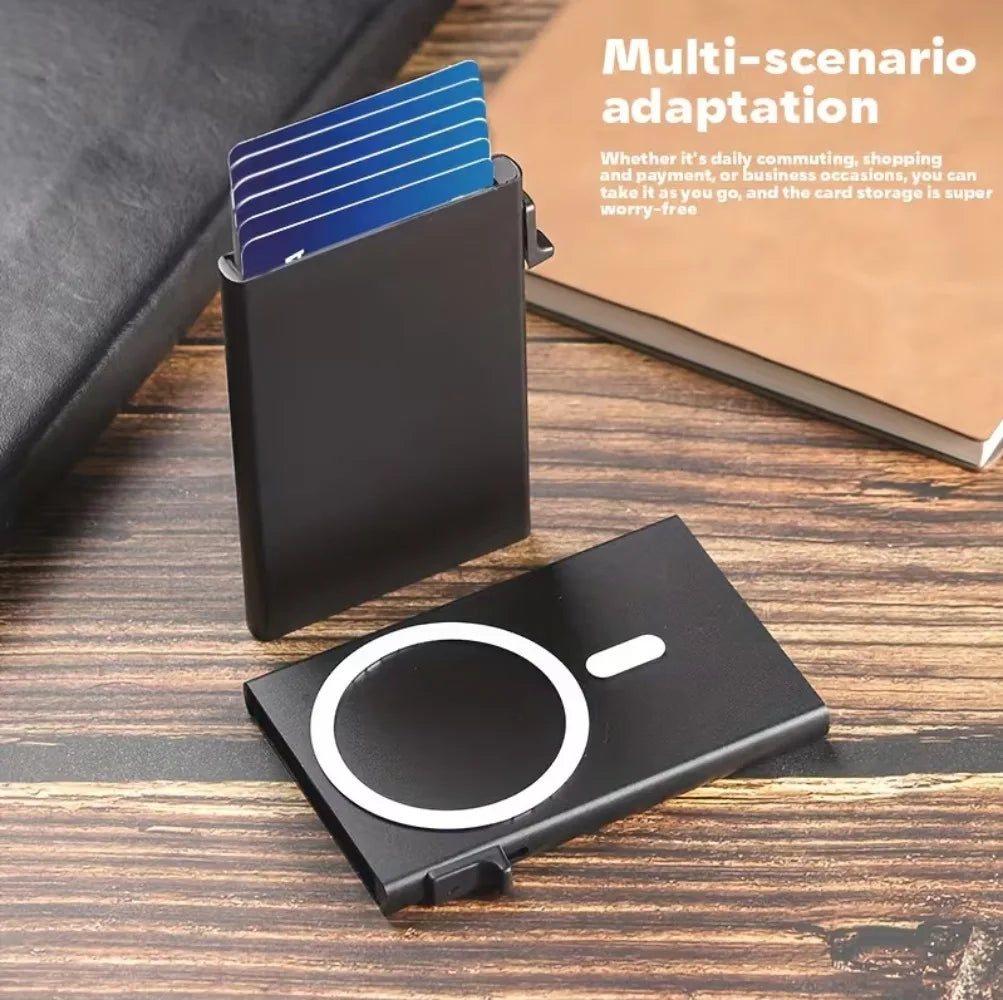 2026 RFID Blocking Card Holder For Men Women, Magnetic Suction Aluminum Alloy Card Box, Fashion Pop-Up Card Clip Wallet