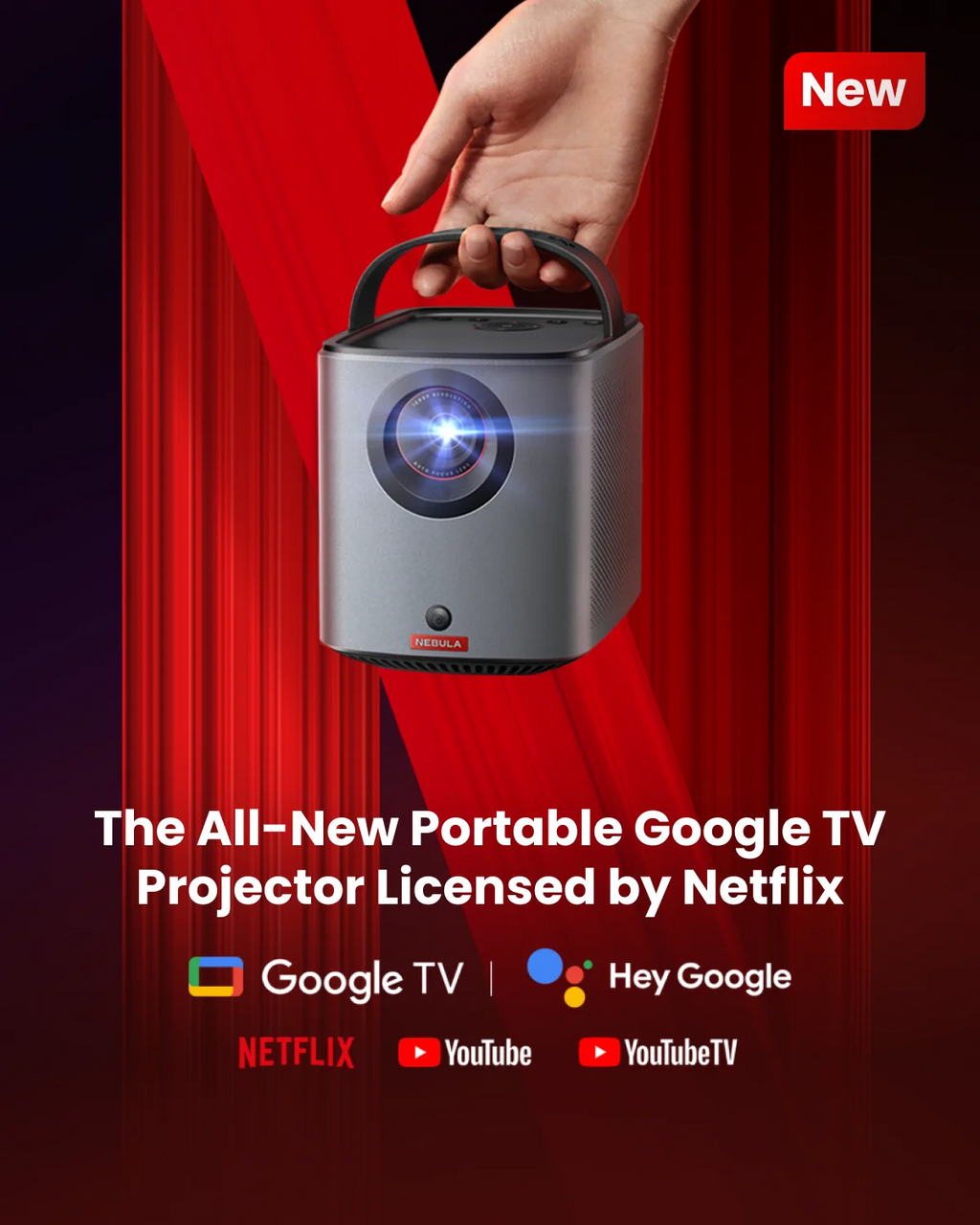 NEBULA by Anker Mars 3 Air GTV Projector Netflix Officially Licensed Portable Projector 400 ANSI-Lumen Home Theater Projector