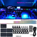 18 in 1 Dual Zone Symphony LED Car Ambient Lights RGB 64 Colors Interior Rainbow Acrylic Strip Neon Atmosphere Lighting Kit App