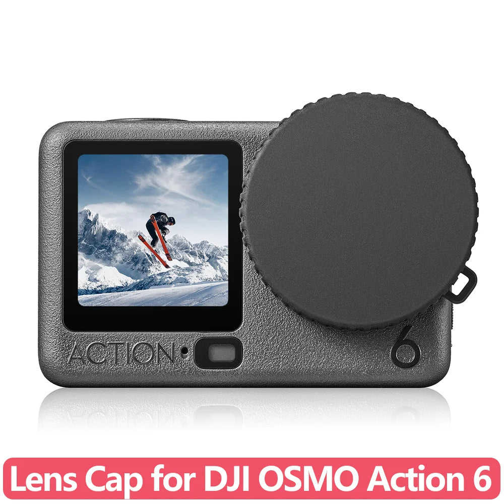 Soft Silicone Lens Cap for DJI OSMO Action 6, Scratch Resistant Dustproof Anti-Fingerprint Lens Protector with Lanyard Hole