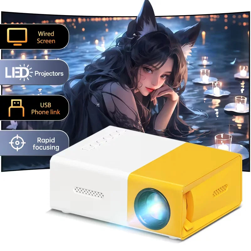 Mini proyector HD YG300, proyector portátil para cine en casa, películas al aire libre, teléfono móvil, LED, USB, proyector 