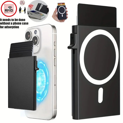 2026 RFID Blocking Card Holder For Men Women, Magnetic Suction Aluminum Alloy Card Box, Fashion Pop-Up Card Clip Wallet