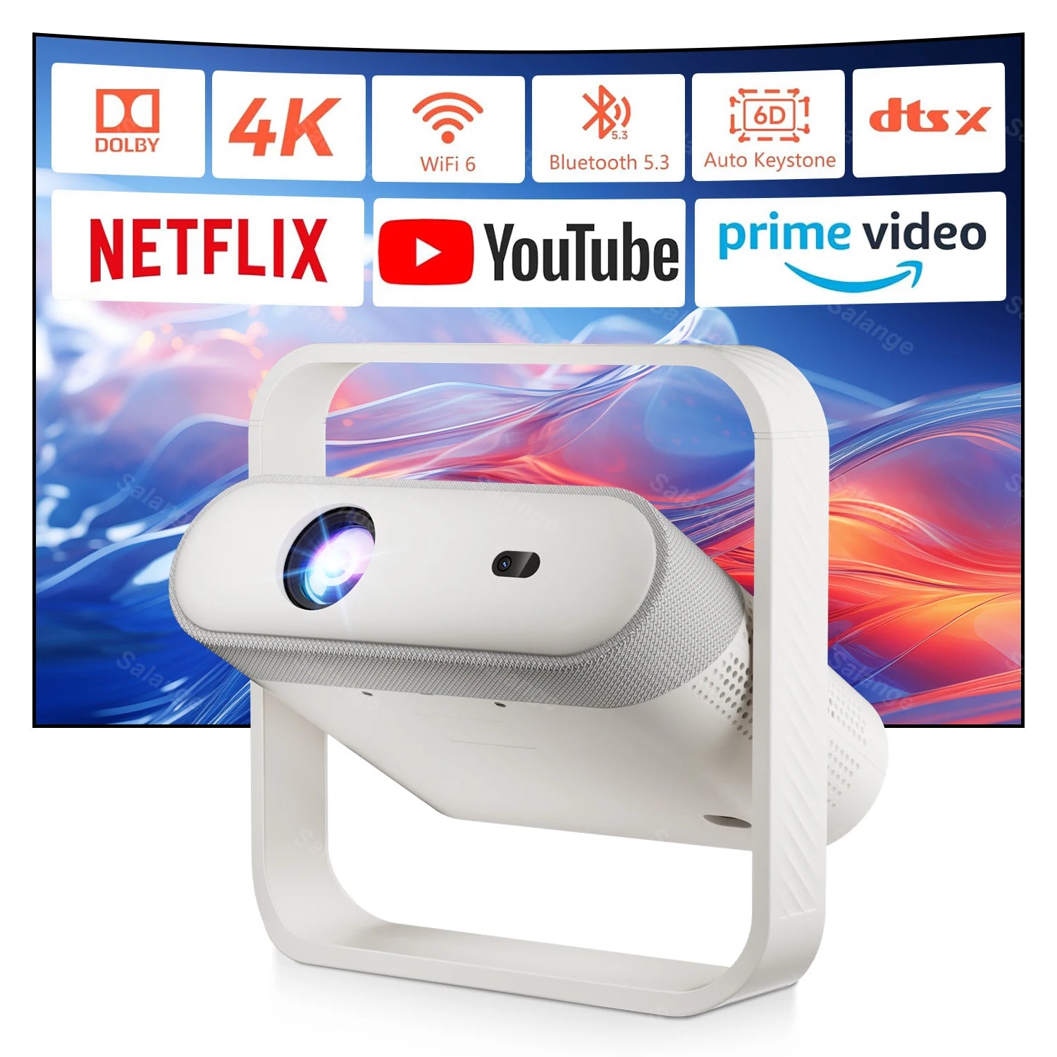 Salange P40 Portable Projector 4K HD Native 1080P 500 ANSI Support Dolby Audio for Cinema Outdoor 2026 New LCD Proyector