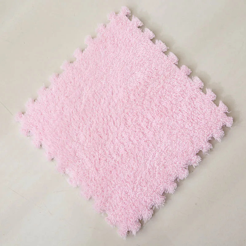 10Pcs Soft Plush Children Kids Rug Play Mat Interlocking Puzzle Mat Exercise Tiles Floor Carpet Decoration Playmat 30*30*1CM