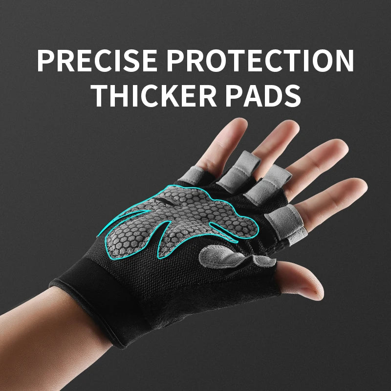 Guantes de Gym Medio Dedo con Silicona Antideslizante – Halterofilia y Ciclismo, Unisex