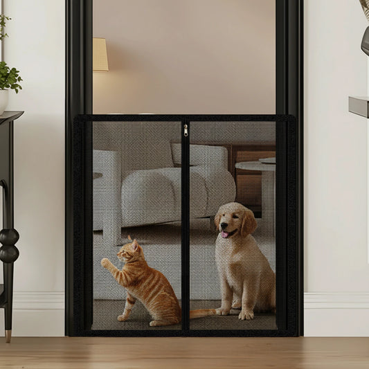 Barrera de Malla para Mascotas sin Perforaciones - Puerta de Seguridad para Perros y Gatos