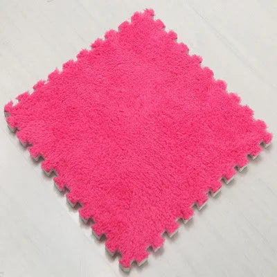 10Pcs Soft Plush Children Kids Rug Play Mat Interlocking Puzzle Mat Exercise Tiles Floor Carpet Decoration Playmat 30*30*1CM