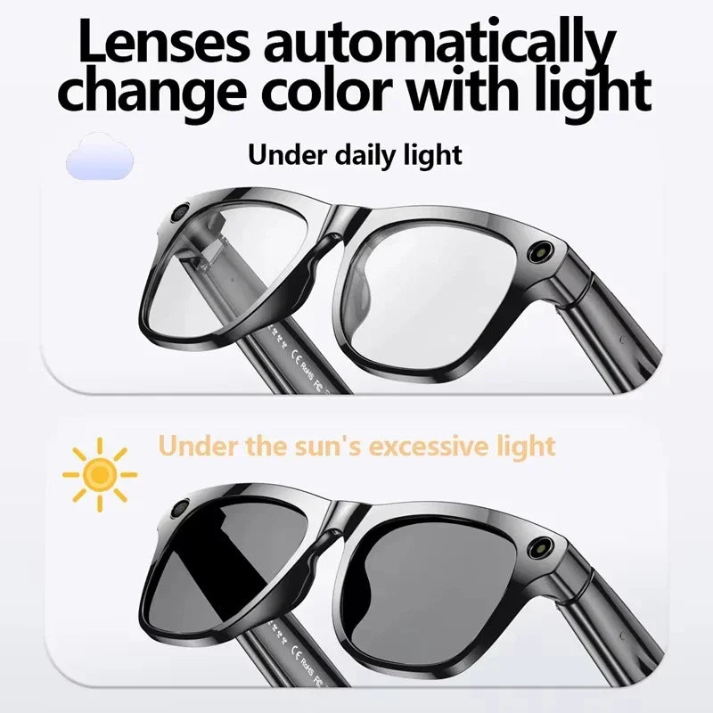 Lenovo AI Smart Glasses With 8K 1200mp Camera Chat Gpt Touch Sport Sunglasses Music Player Bluetooth Calling Voice Assistant