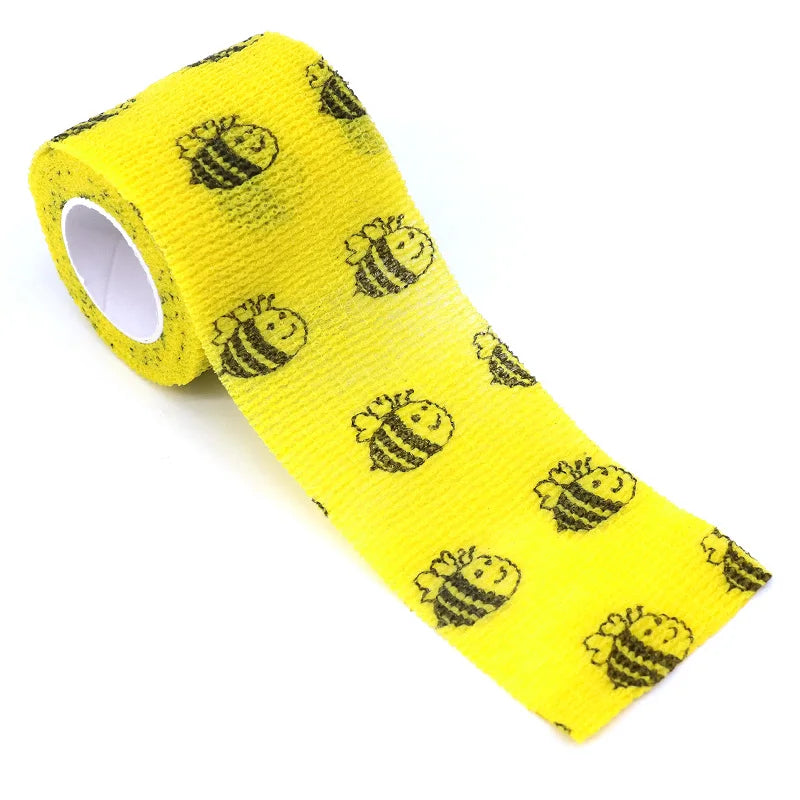 2.5cm/5cm Animal Printed Self Adhesive Elastic Bandage 4.5m Sports Wrap Tape for Tattooing Finger Joint Knee First Aid Kit Pet
