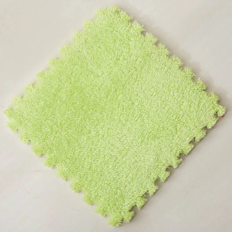10Pcs Soft Plush Children Kids Rug Play Mat Interlocking Puzzle Mat Exercise Tiles Floor Carpet Decoration Playmat 30*30*1CM