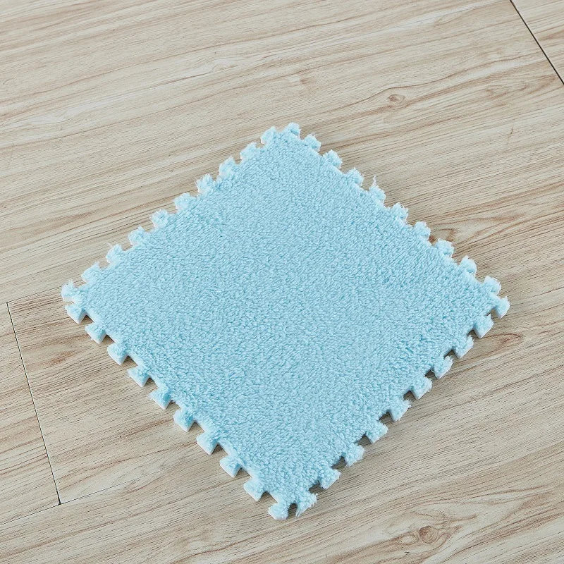 10Pcs Soft Plush Children Kids Rug Play Mat Interlocking Puzzle Mat Exercise Tiles Floor Carpet Decoration Playmat 30*30*1CM