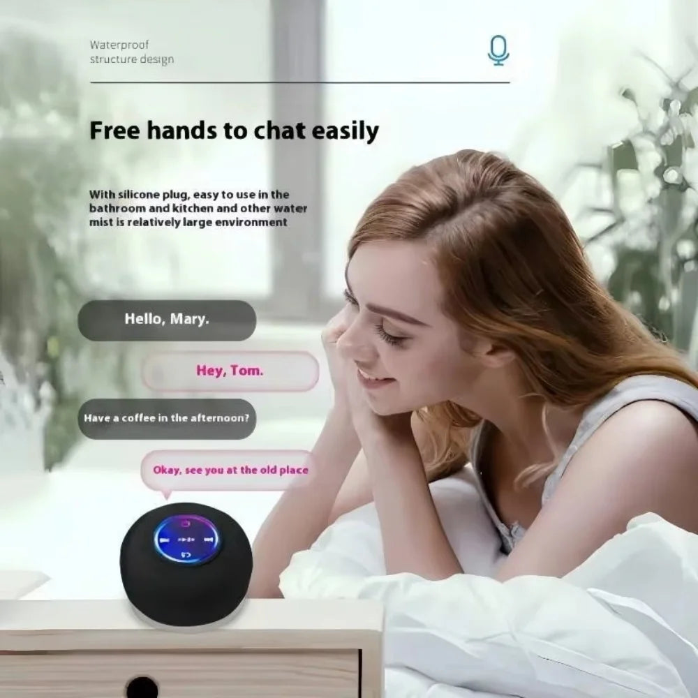 New Bathroom Waterproof Wireless LED Bluetooth Speaker Mini Portable Strong Suction Cup Speaker Outdoor Sports Stereo Speaker