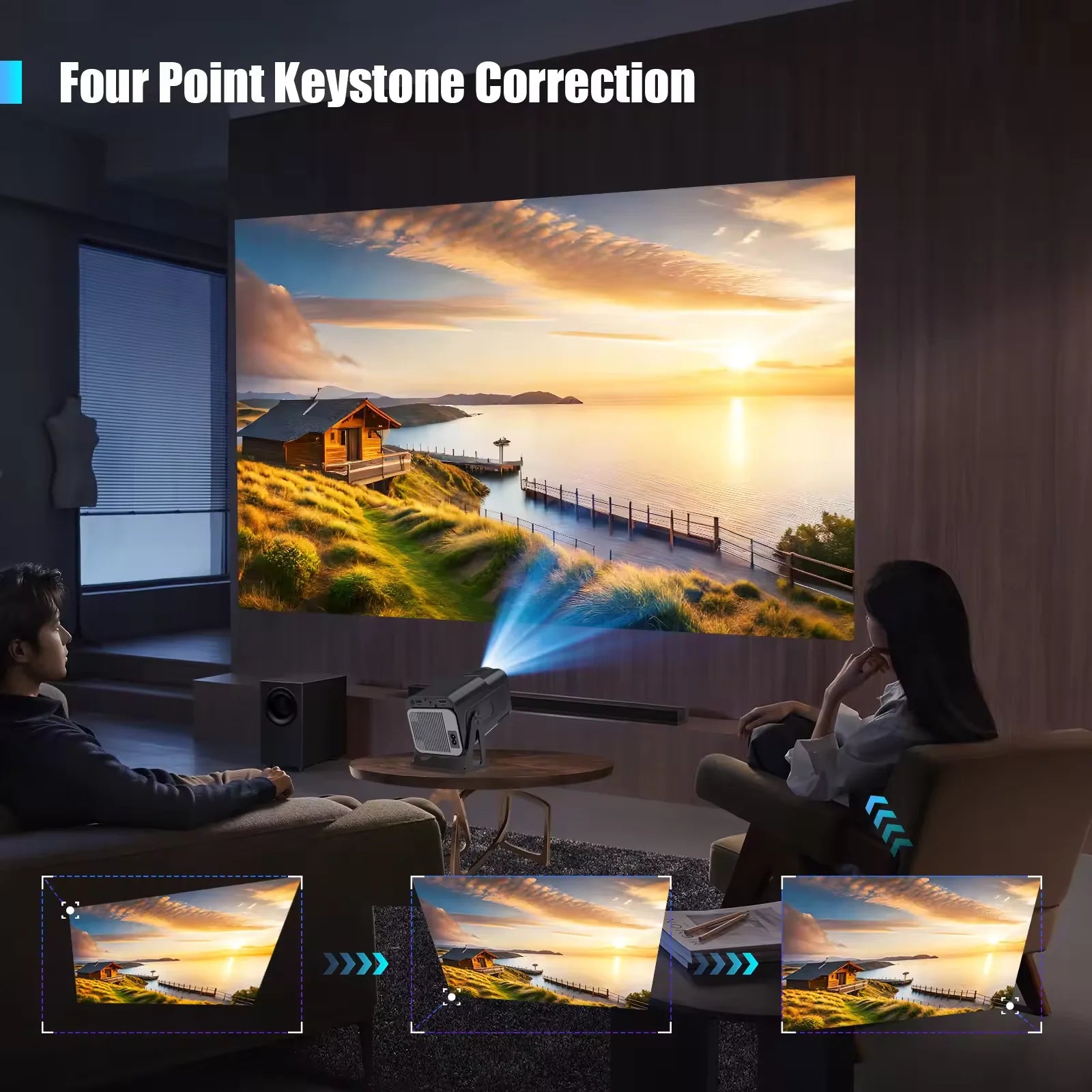 New HY320 8000Lumens Portable Proyector Android Mini Projector 4K Auto Focus Keystone Full HD 720P Home Theater Double WiFi6