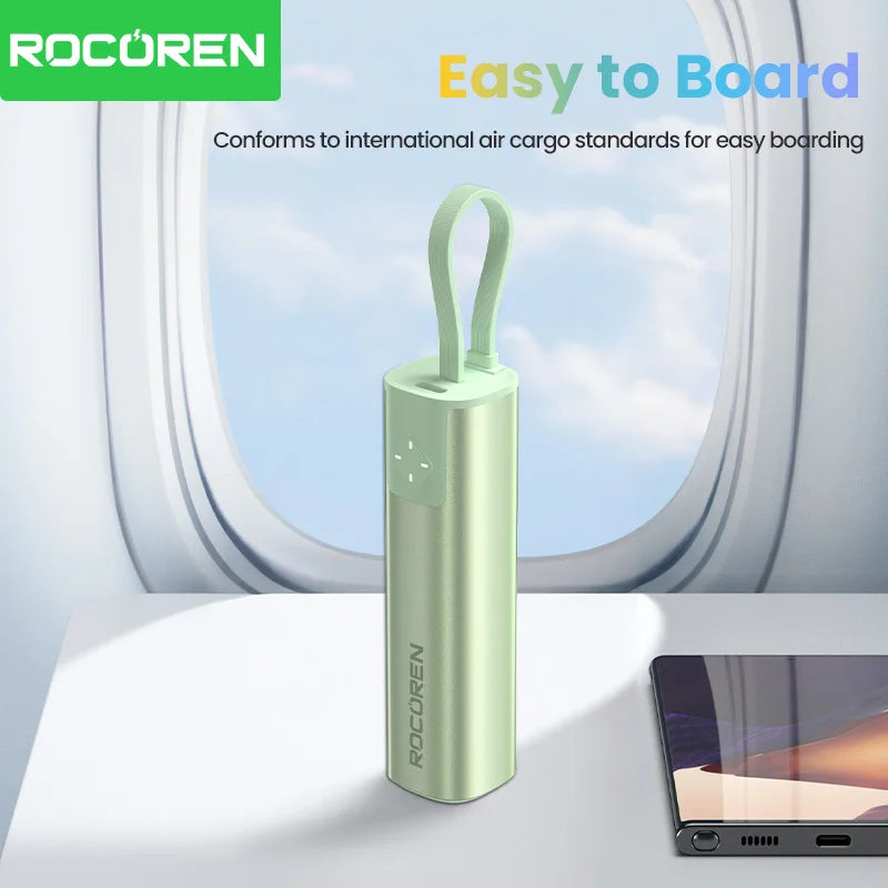 ROCOREN Mini Lipstick Style Power Bank 5000mAh with LED Power Indicator Portable Charger Compact Battery Pack for Mobile Phones