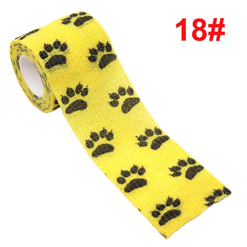 2.5cm/5cm Animal Printed Self Adhesive Elastic Bandage 4.5m Sports Wrap Tape for Tattooing Finger Joint Knee First Aid Kit Pet