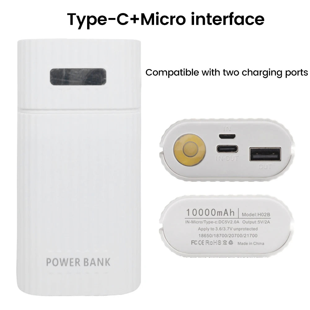 Power Bank Case for 18650/18700/20700/21700 Battery Pack No Soldering Fast Charging Charger DIY USB Power Bank for Cellohone
