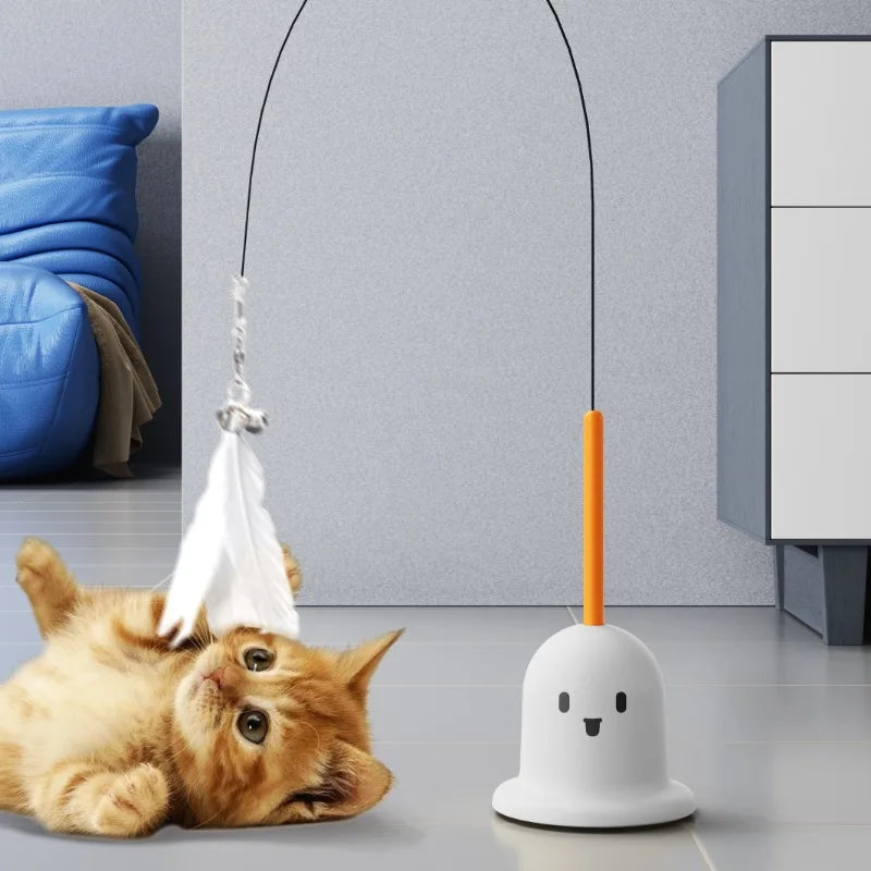 New cat funny cat stick steel wire long pole feather cute cat toy kitten fishing rotating self-pleasure relief pet toy