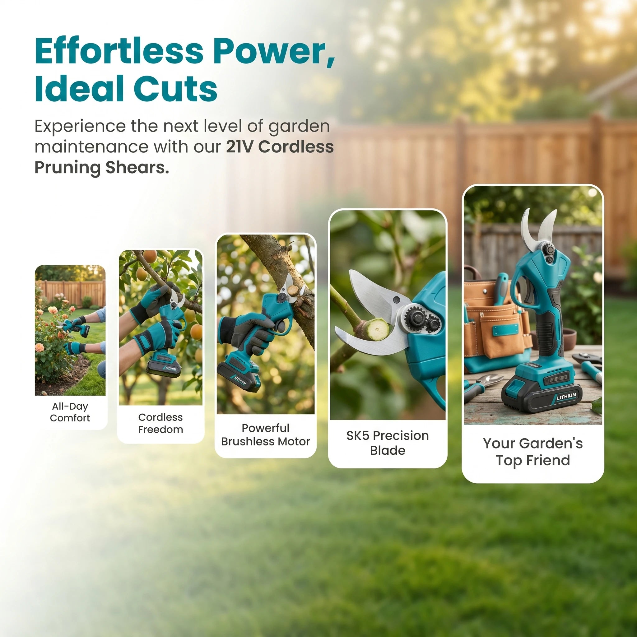 Cordless Electric Garden Pruning Shears Brushless Motor Fruit Tree Branch Cutter Scissors Fit  20V Battery Without Battery
