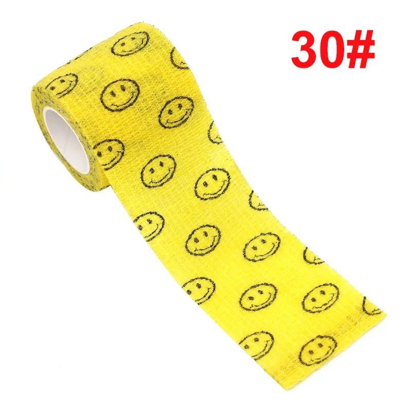 2.5cm/5cm Animal Printed Self Adhesive Elastic Bandage 4.5m Sports Wrap Tape for Tattooing Finger Joint Knee First Aid Kit Pet