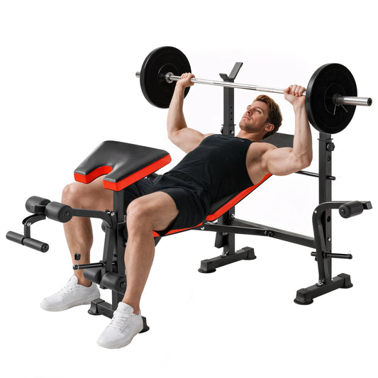 Homcom Weight Bench with Adjustable Backrest and Bar Support 175X139X127 cm