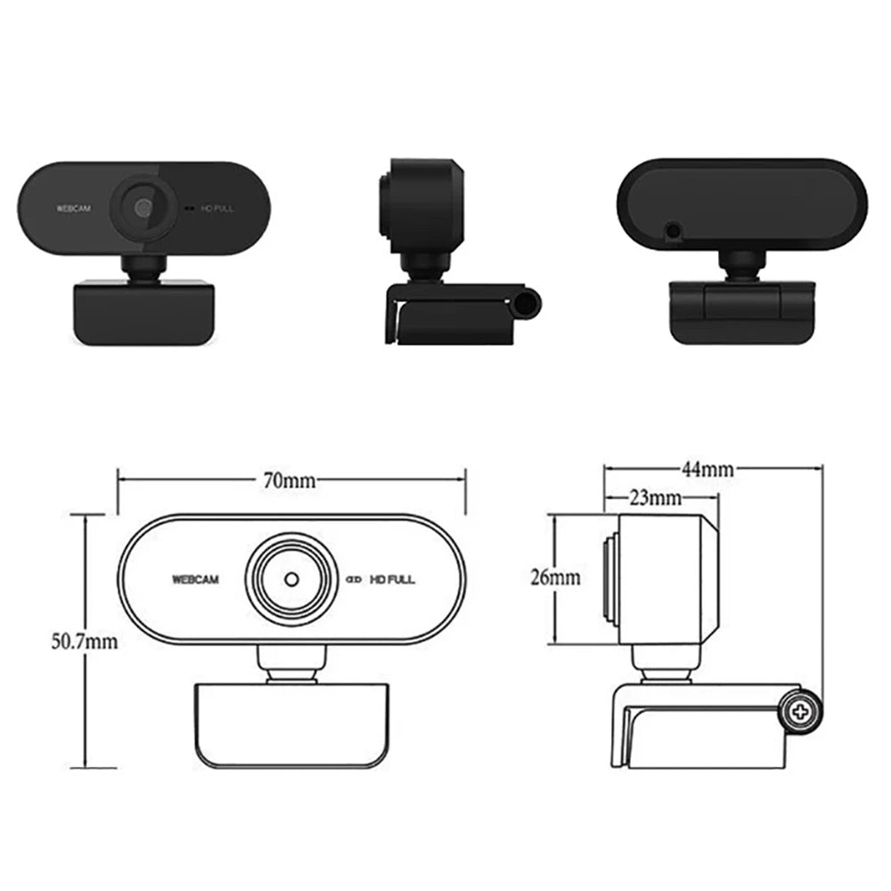 Cámara Web HD 2K 1080P 720P 480P para ordenador portátil de escritorio Mini cámara Web USB con micrófonos cubierta de cámara Web para YouTube Skype