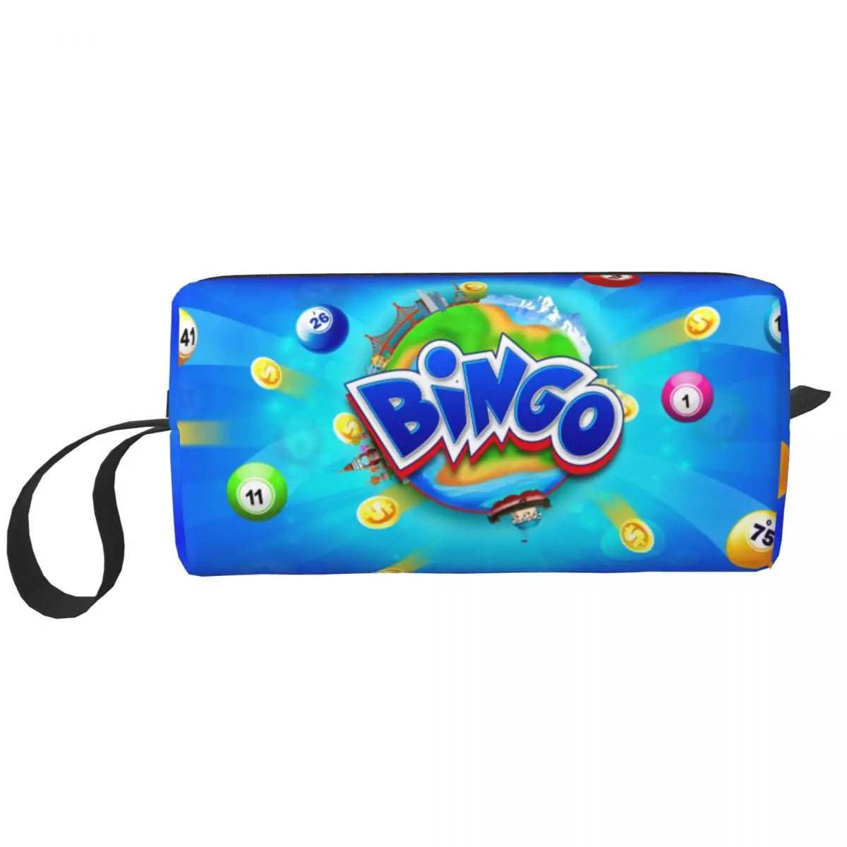 Custom Travel Bingo Balls Toiletry Bag Kawaii Paper Game Makeup Cosmetic Organizer Women Beauty Storage Dopp Kit Box